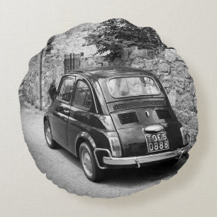 FIAT 500 Auto in Schwarzweiß Rundes Kissen