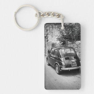 FIAT 500 Auto in Schwarzweiß Schlüsselanhänger