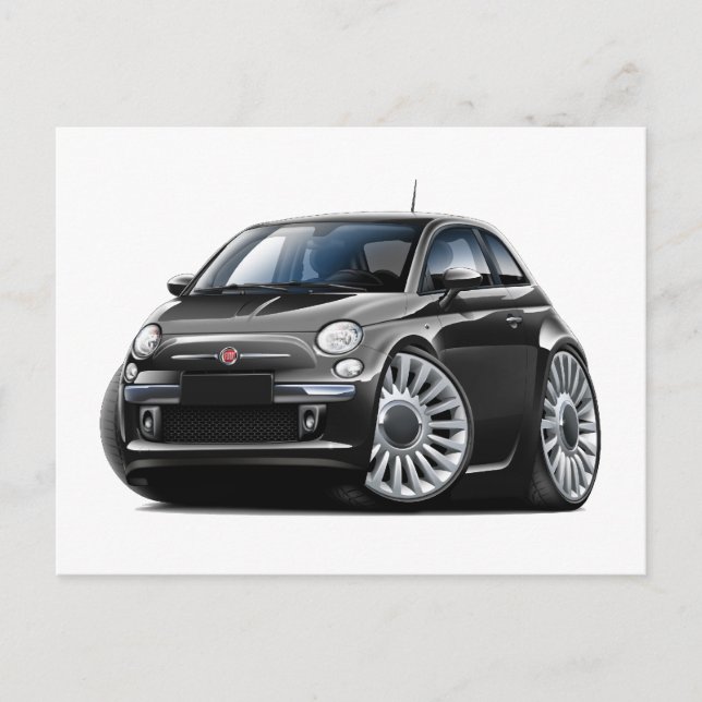 Fiat 500 Black Car Postkarte (Vorderseite)