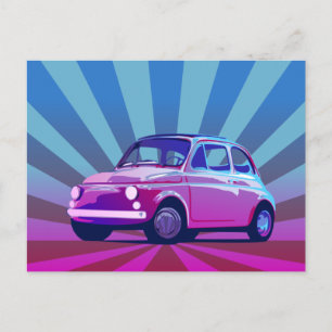 Fiat 500 Bunt Postkarte