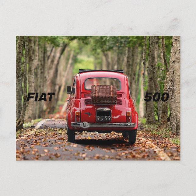 Fiat 500 Car Postkarte (Vorderseite)