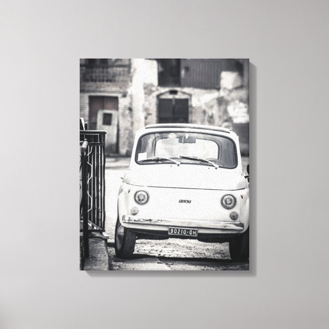 Fiat 500, cinquecento, in Italien, klassische Lein Leinwanddruck (Vorderseite)