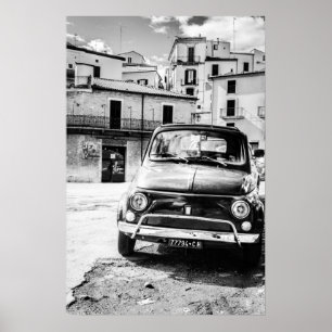 Fiat 500, cinquecento in Italien, klassisches Auto Poster