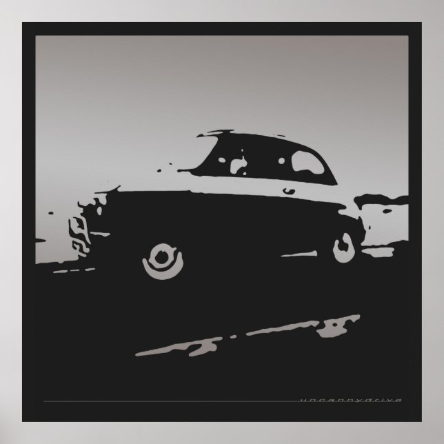 Fiat 500 classic - Silver on Black Poster (Vorne)