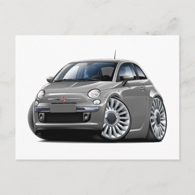 Fiat 500 Gray Car Postkarte (Vorderseite)