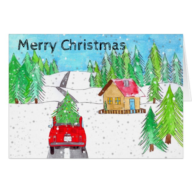 Fiat 500 im Schneewald individuell anpassbar (Vorderseite (Horizontal))