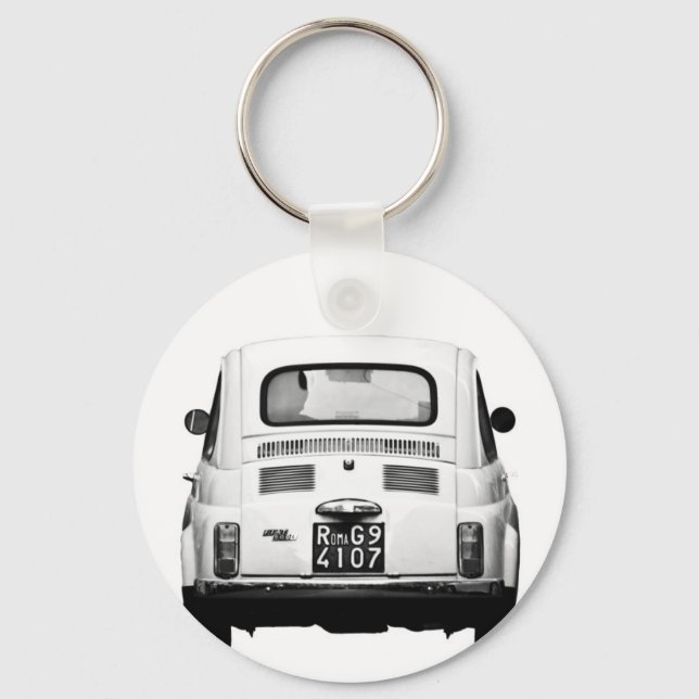 Fiat 500 in Rom, Italien. Schlüsselanhänger (Vorderseite)