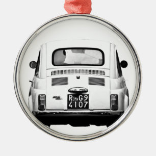 Fiat 500 in Rom, Italien Silbernes Ornament