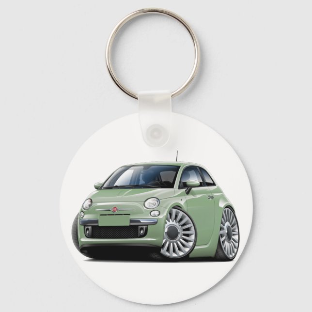 Fiat 500 Lt Green Car Schlüsselanhänger (Vorderseite)