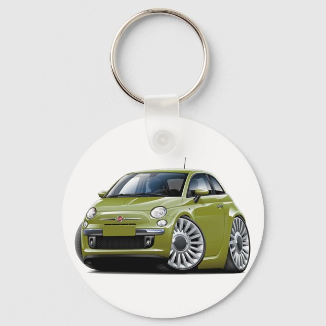 Fiat 500 Olive Car Schlüsselanhänger (Vorderseite)
