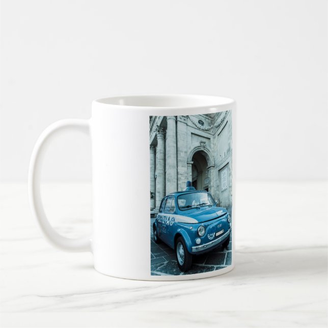 Fiat 500 Police car, Cinquecento in Italien Kaffeetasse (Links)