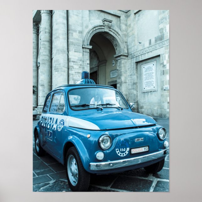Fiat 500 Police car Poster, Cinquecento, Italien Poster (Vorne)