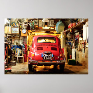 Fiat 500 Poster, retro Cinquecento, in Italien Poster