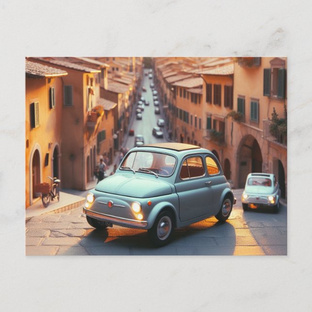 Fiat 500 Spaß Postkarte (Vorderseite)