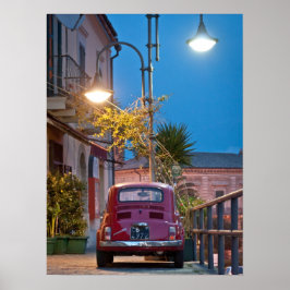 Fiat 500, Vintages cinquecento, nachts, Italien Poster
