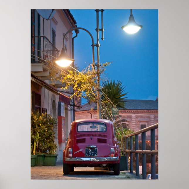 Fiat 500, Vintages cinquecento, nachts, Italien Poster (Vorne)