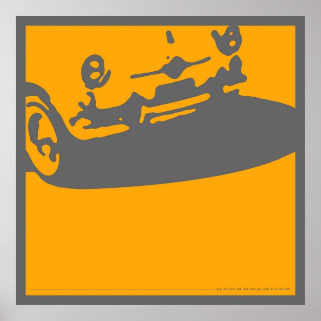 Fiat 600 Detail, 1956 - Gelb auf grauem Druck Poster (Vorne)