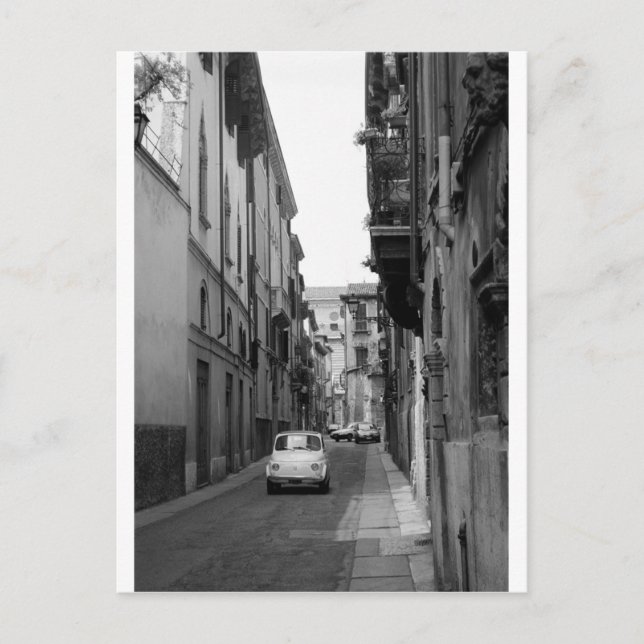 Fiat Cinquecento in Verona Postkarte (Vorderseite)