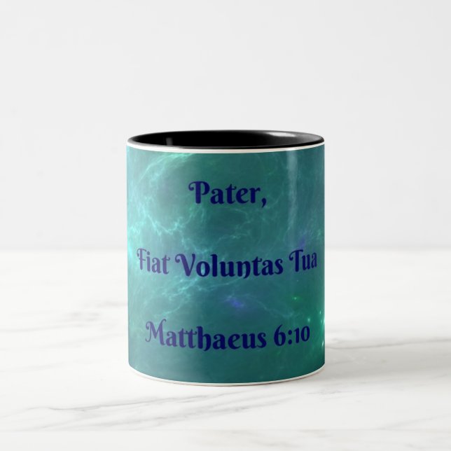 Fiat Voluntas Tua Matthew 6:10 Zweifarbige Tasse (Mittel)