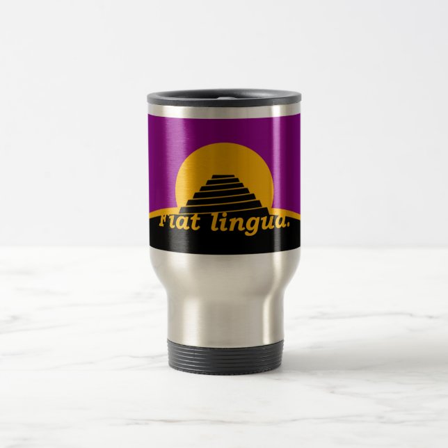 FiatLingua auf Flaggen-Reise-Tasse Reisebecher (Mittel)