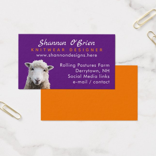 Fiber Arts Knitting Wool Lamb Sheep Business Card (Büro)