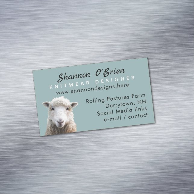 Fiber Arts Lamb Sheep Magnetic Business Card Magnetische Visitenkarte (Beispiel)
