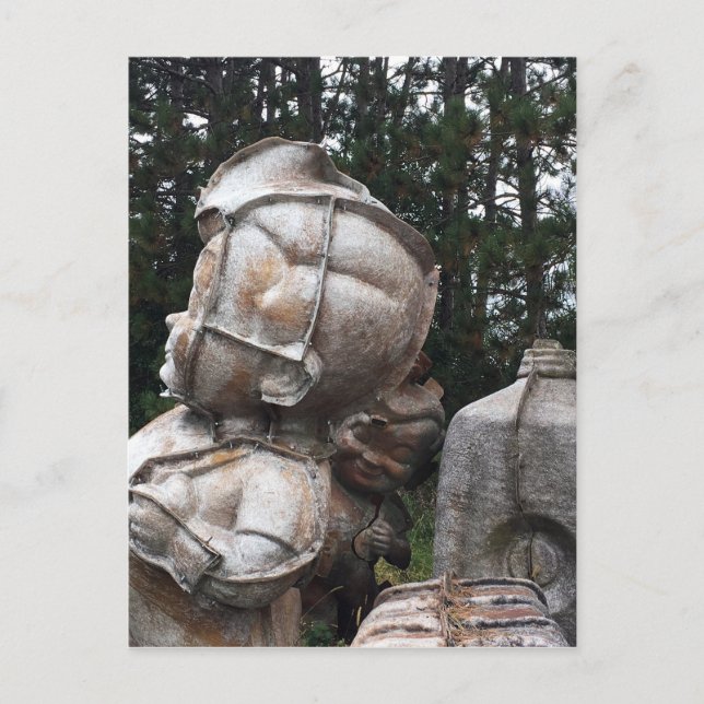 Fiberglas Friedhof Großer Junge und Milchkarton Postkarte (Vorderseite)