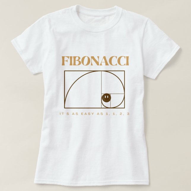 Fibonacci mit braunem Text für Mathematik-Liebhabe T-Shirt (Design vorne)