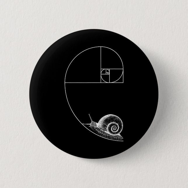 Fibonacci mit Schneckenmathematik Mathematik Lehre Button (Vorderseite)