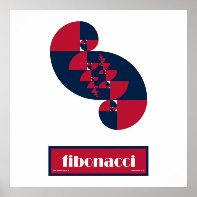 Fibonacci Red White and Blue II Large Poster (Vorne)