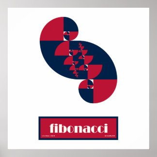 Fibonacci Red White and Blue II Riesiges Poster