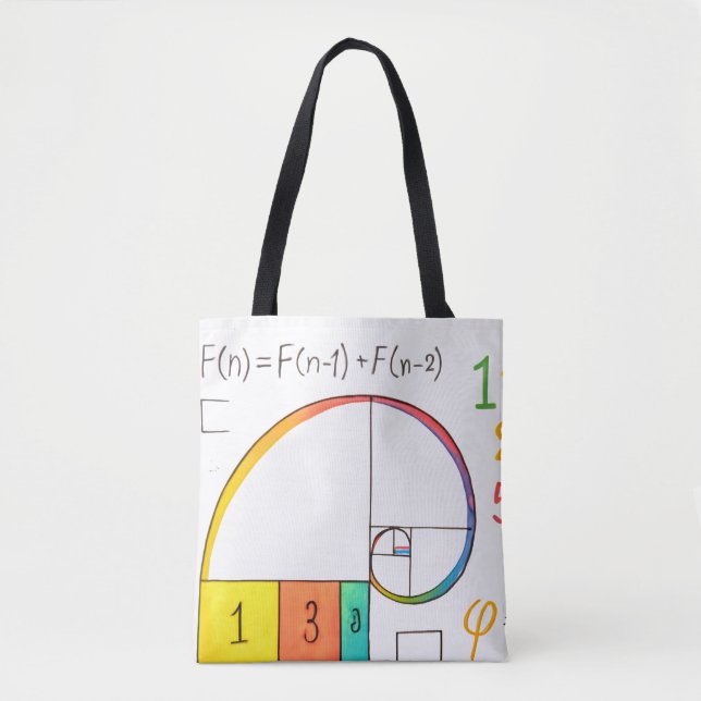 Fibonacci Sequence & Golden Ratio Math Tote Bag (Vorderseite)