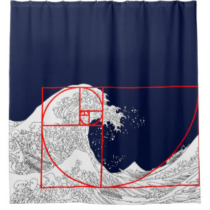 Fibonacci-Sequenz und die große Welle Duschvorhang