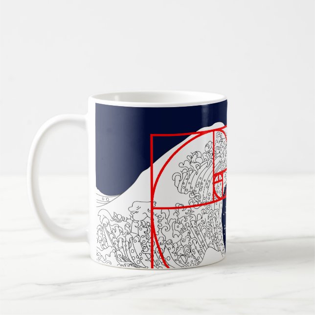 Fibonacci-Sequenz und die große Welle Kaffeetasse (Links)