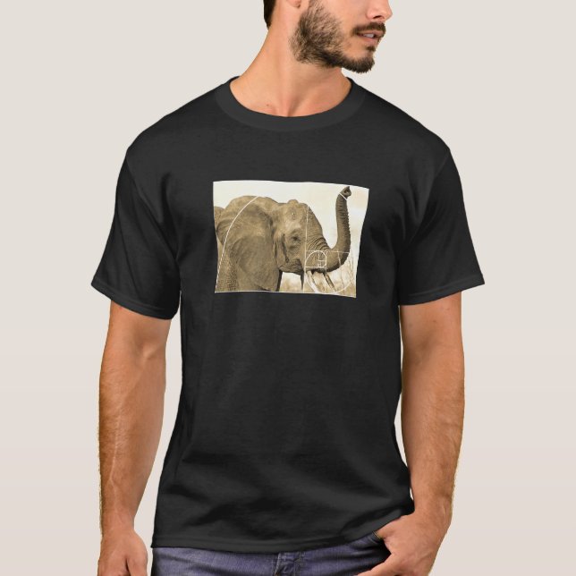 Fibonacci Spiral Math Golden Ratio Elephant T-Shirt (Vorderseite)