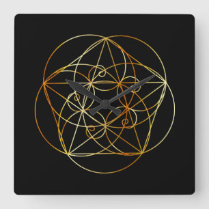 Fibonacci-Spirale die heilige Geometrie Quadratische Wanduhr