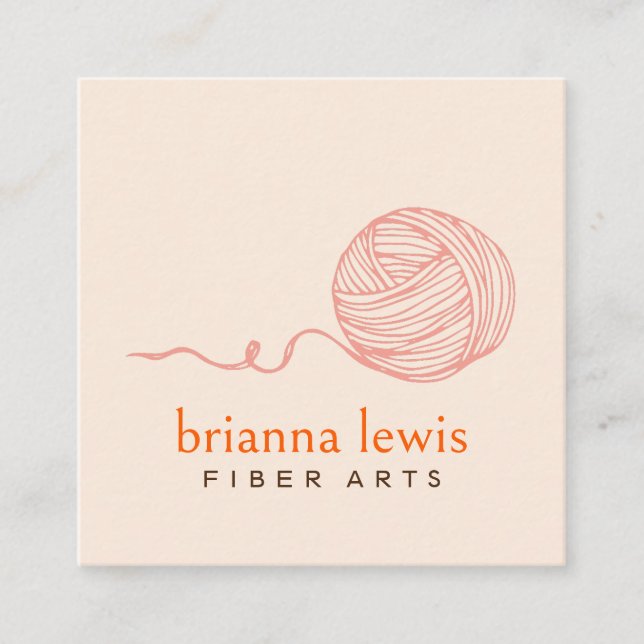 Fibre Artist Modern Yarn Square Business Card Quadratische Visitenkarte (Vorderseite)
