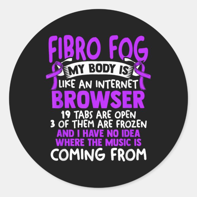 Fibro Fog - Fibro Survivor Funny Fibromyalgie Awar Runder Aufkleber (Vorderseite)