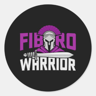 Fibro Warrior. Lila Fibromyalgie Bewusstsein 1 Runder Aufkleber