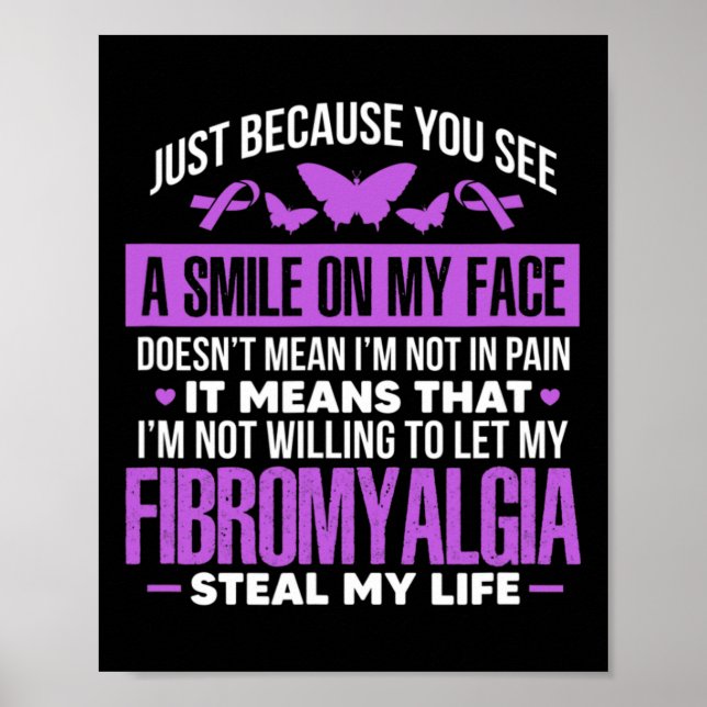 Fibro Warrior Lila Ribbon Butterfly Poster (Vorne)