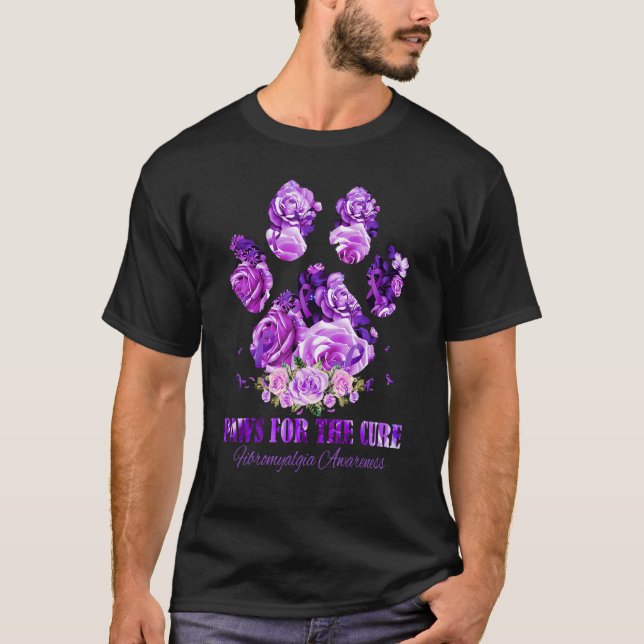Fibromyalgia Awareness Dog Paws Flower  Apparel T-Shirt (Vorderseite)