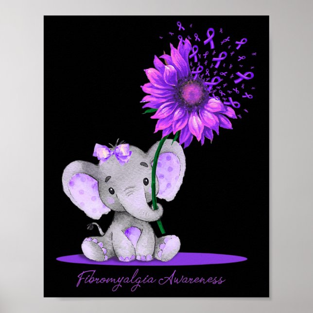 FIBROMYALGIA AWARENESS Niedlich Elephant Sonnenblu Poster (Vorne)