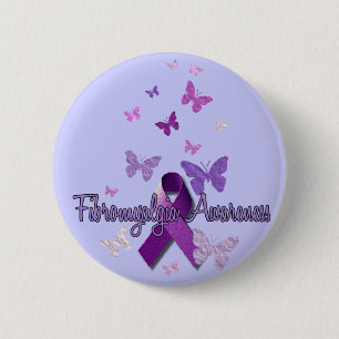 Fibromyalgia-Bewusstsein (Band u. Schmetterlinge) Button