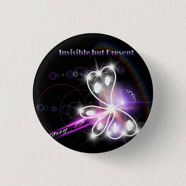 Fibromyalgia-Bewusstseins-Schmetterling 2014 Button (Vorderseite)