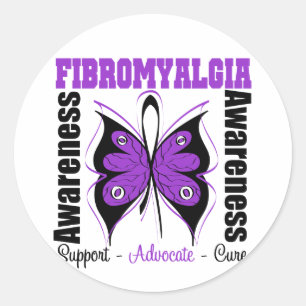 Fibromyalgia-Bewusstseins-Schmetterling Runder Aufkleber