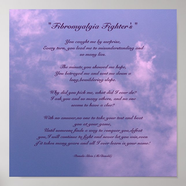 " Fibromyalgia Fighter's", Gedicht Poster (Vorne)