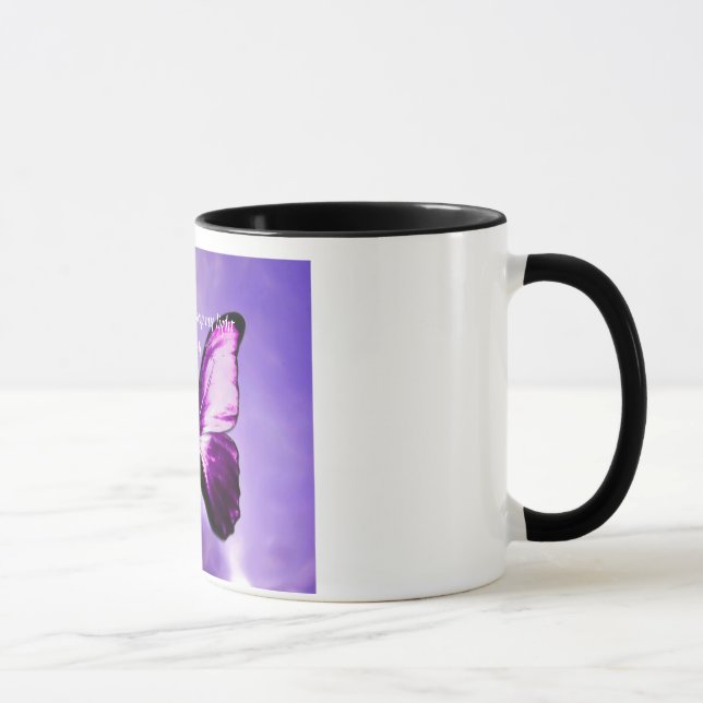 Fibromyalgia-lila Schmetterlings-Inspirational Tasse (Rechts)