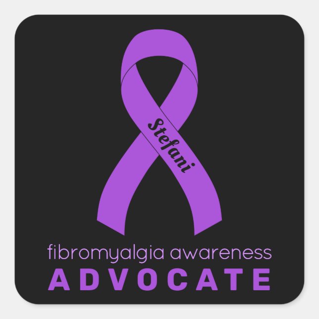 Fibromyalgie Advocate Black Square Sticker (Vorderseite)