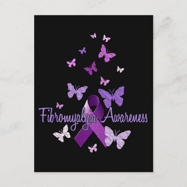 Fibromyalgie Bewusstsein (Bänder und Schmetterling Postkarte (Vorderseite)