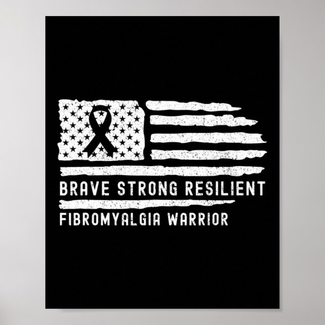 Fibromyalgie Bewusstsein Brave Strong Resilient Wa Poster (Vorne)